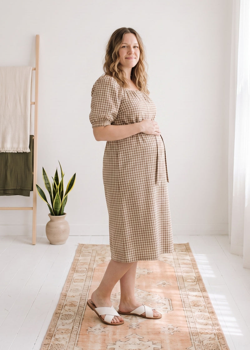 Tie Waist Gingham Dress