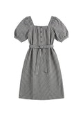 Tie Waist Gingham Dress