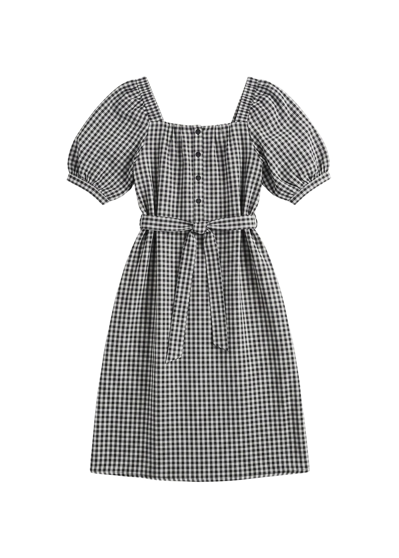 Tie Waist Gingham Dress