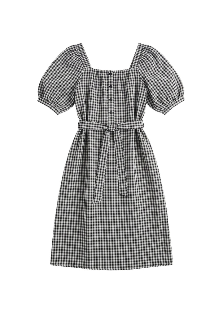 Tie Waist Gingham Dress