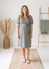 Tie Waist Gingham Dress