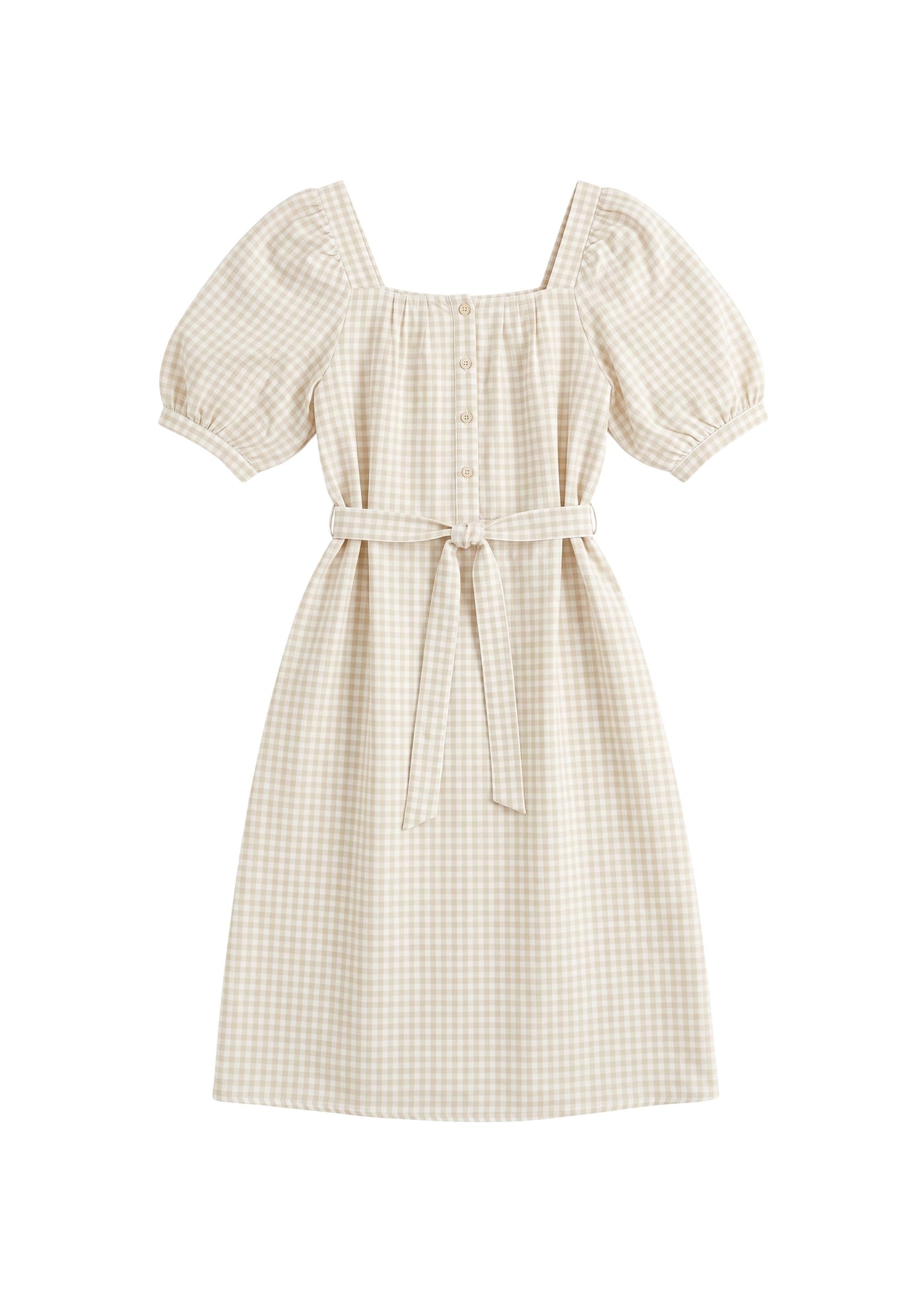 Tie Waist Gingham Dress
