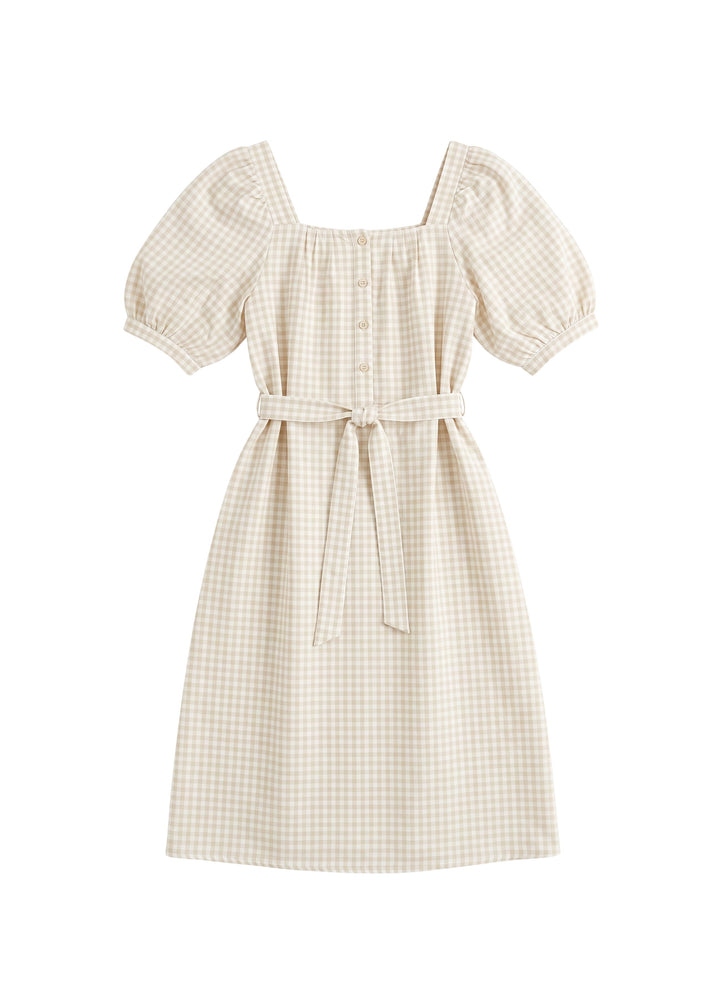 Tie Waist Gingham Dress