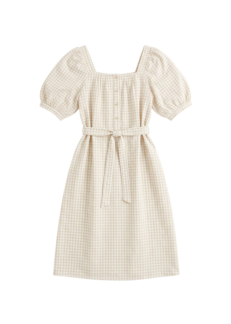 Tie Waist Gingham Dress