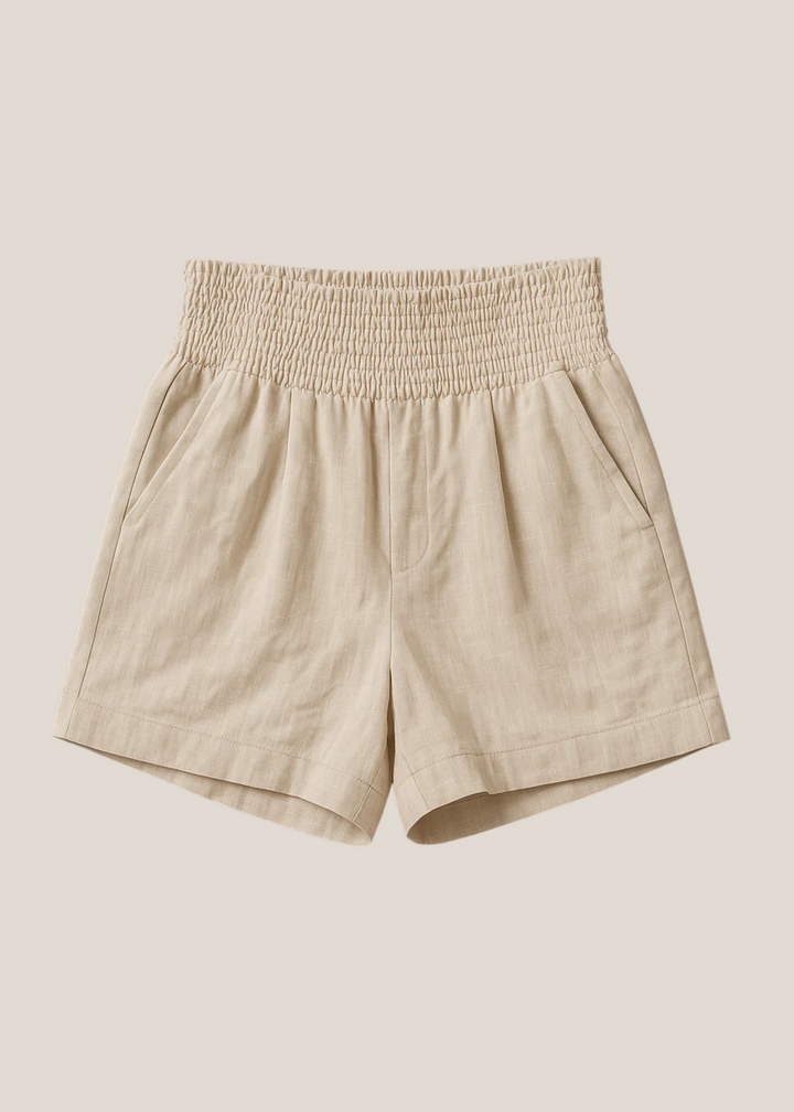 Adaptable Smocked Cotton/Linen Shorts