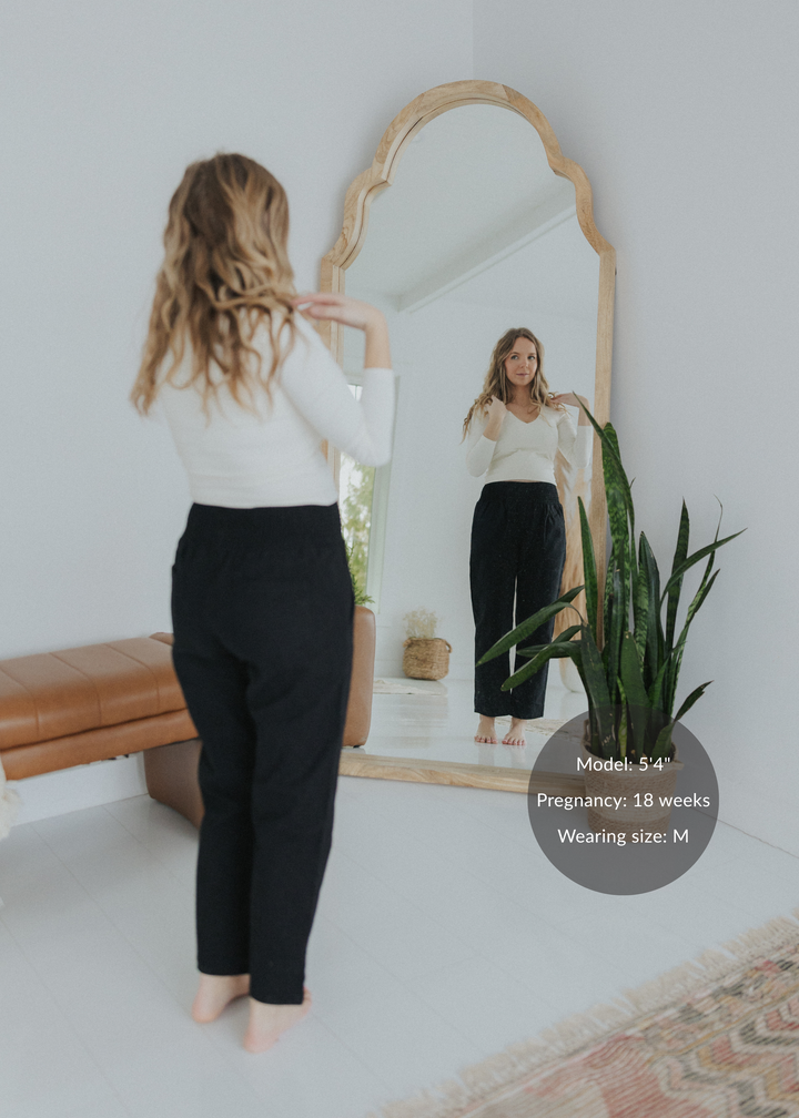 Everyday Transitional Maternity Smocked Linen Pant