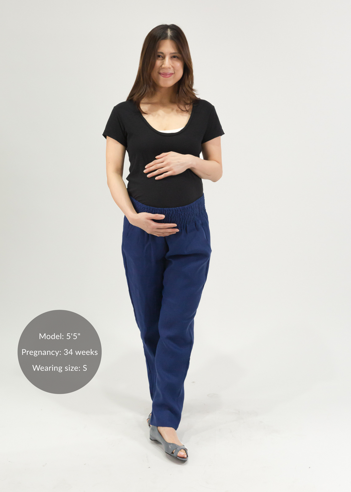 Everyday Transitional Maternity Smocked Linen Pant