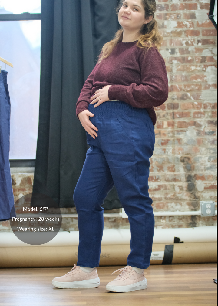Everyday Transitional Maternity Smocked Linen Pant