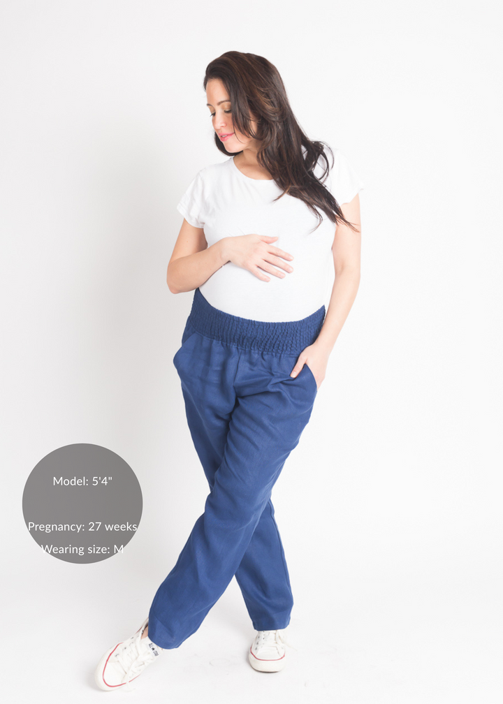 Everyday Transitional Maternity Smocked Linen Pant
