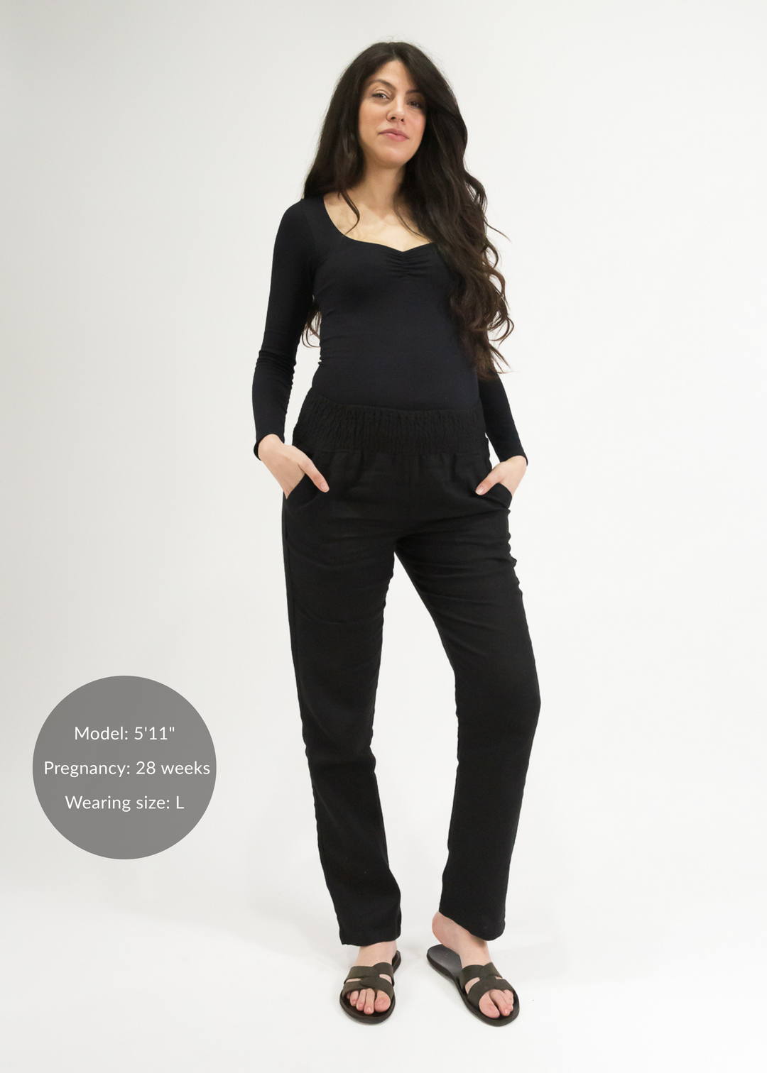 Transitional Maternity Linen Pant - Extended Inseam