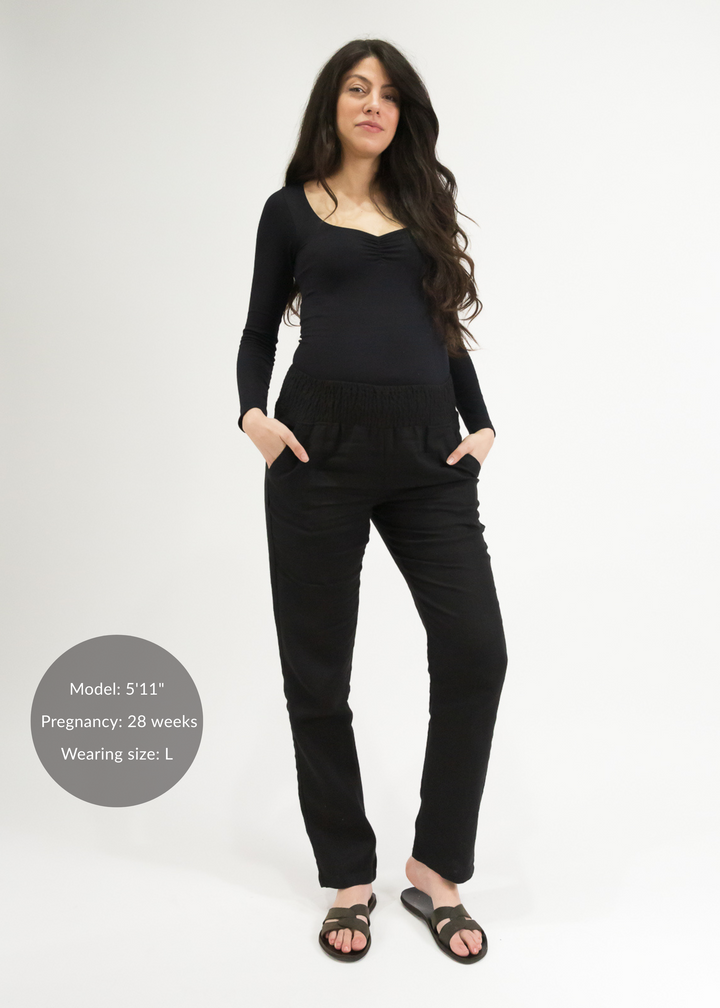 Transitional Maternity Linen Pant - Extended Inseam