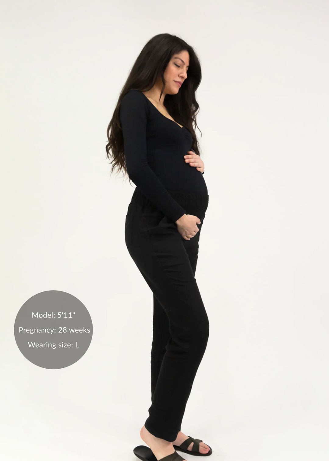 Transitional Maternity Linen Pant - Extended Inseam
