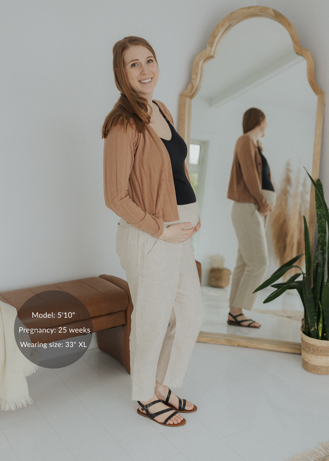 Transitional Maternity Linen Pant - Extended Inseam