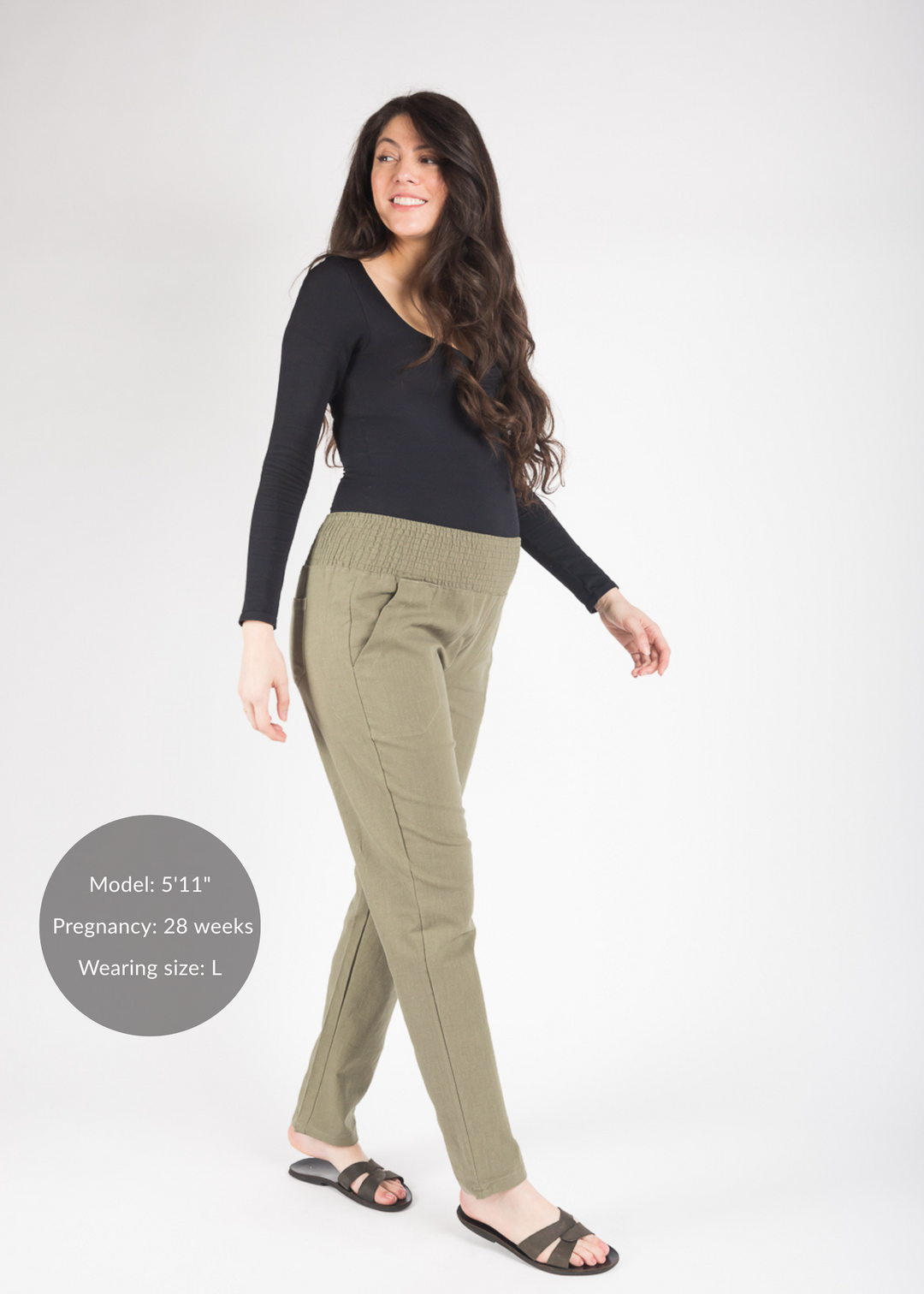 Transitional Maternity Linen Pant - Extended Inseam