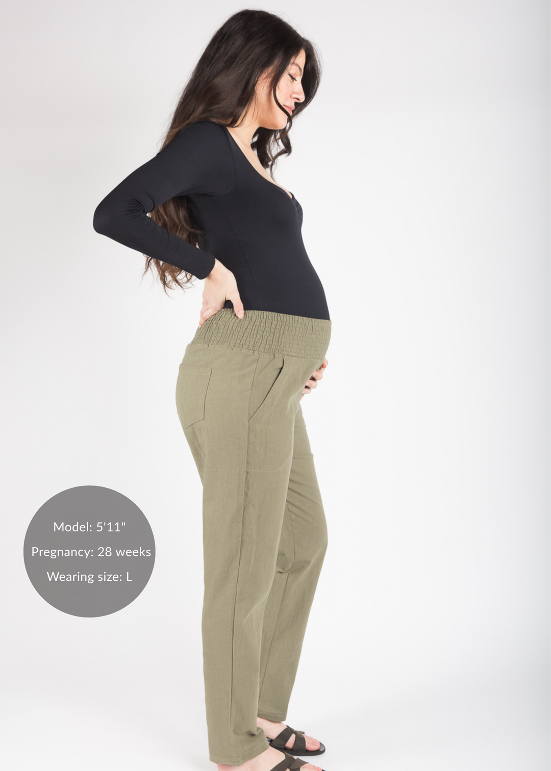 Transitional Maternity Linen Pant - Extended Inseam