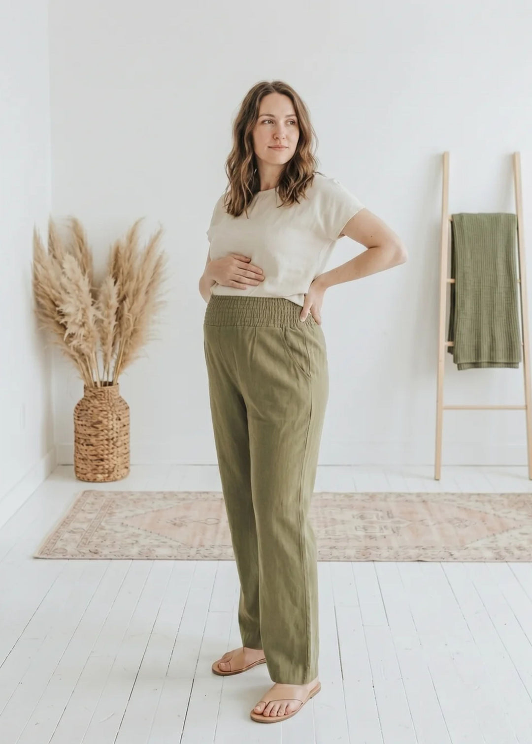 Transitional Straight Leg Smocked Pant in Reedcloth™