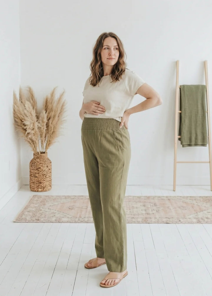 Transitional Straight Leg Smocked Pant in Reedcloth™
