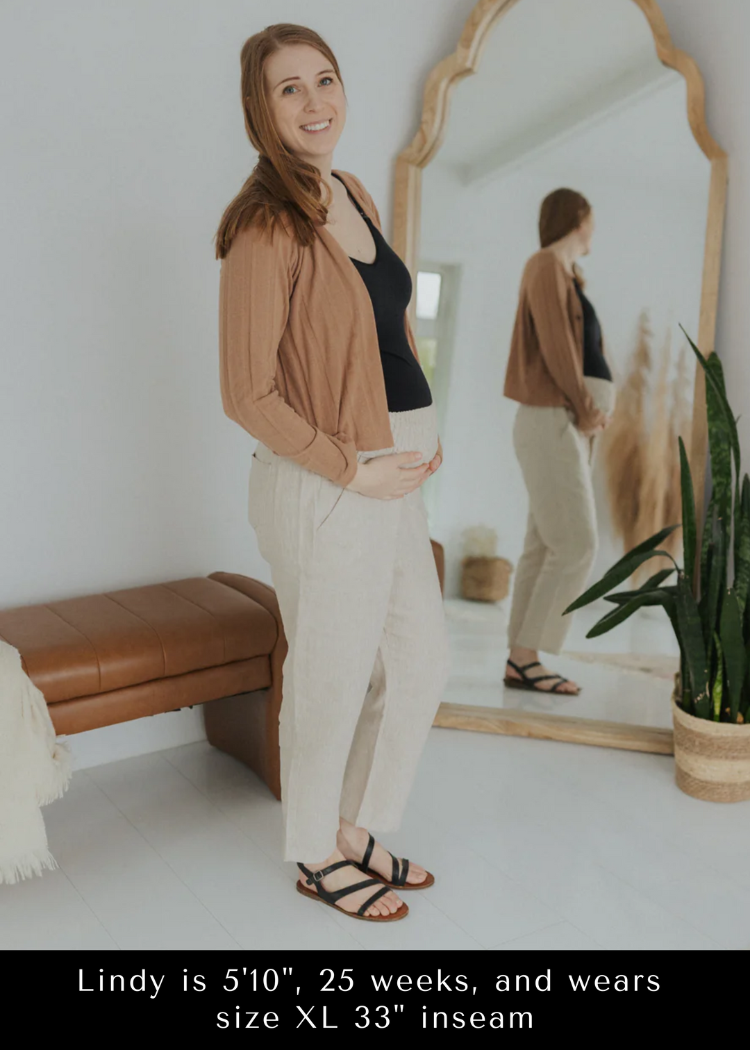 Transitional Maternity Linen Pant - Extended Inseam