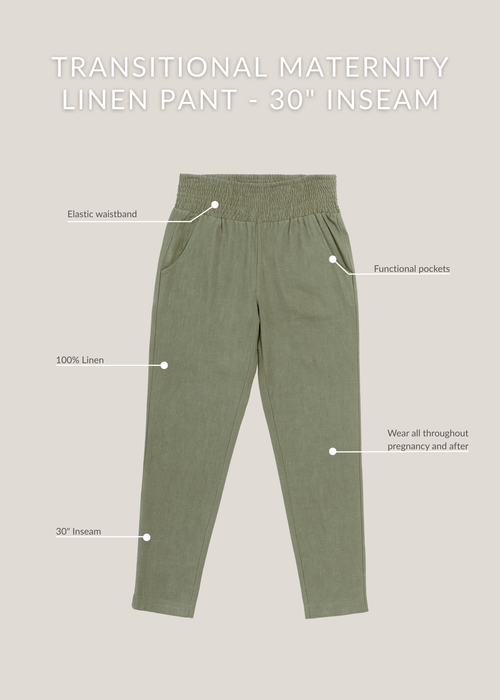 Transitional Maternity Linen Pant - Extended Inseam