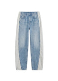 Twisted Barrel Leg Knit Panel Jeans