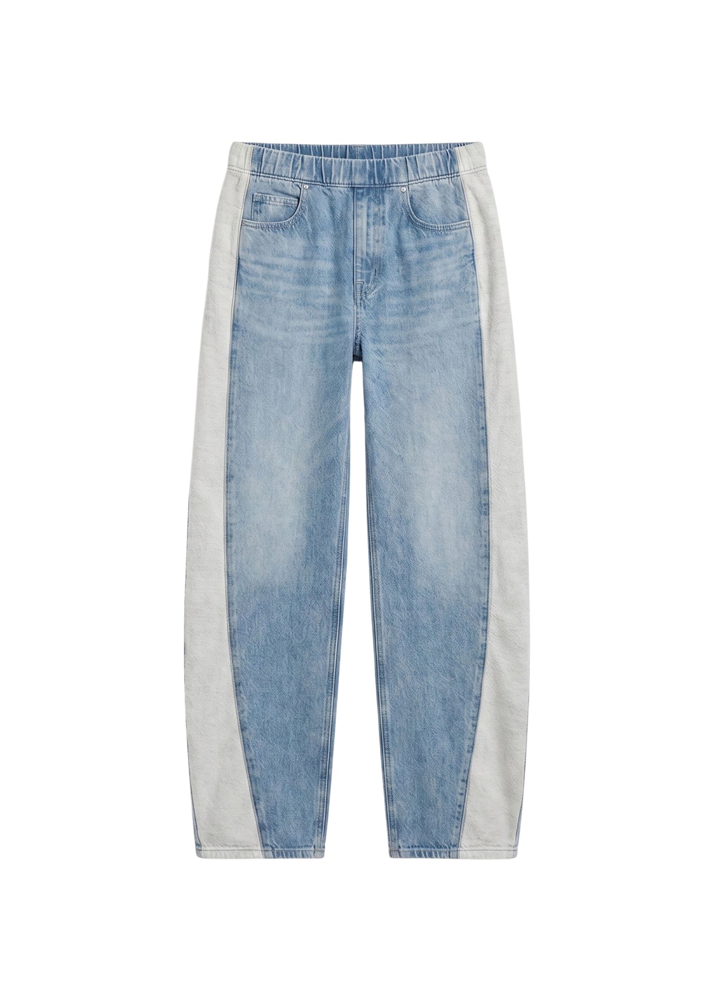 Twisted Barrel Leg Knit Panel Jeans