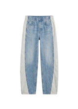 Twisted Barrel Leg Knit Panel Jeans