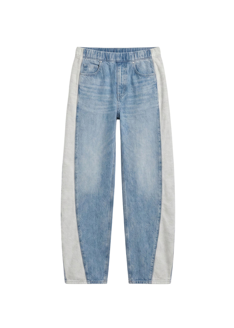 Twisted Barrel Leg Knit Panel Jeans