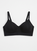Organic Cotton Pumping and Nursing Bra in Black — flat lay, front