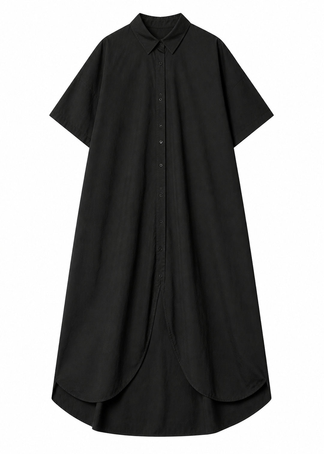 Curved-Hem Shirt Dress in Cotton