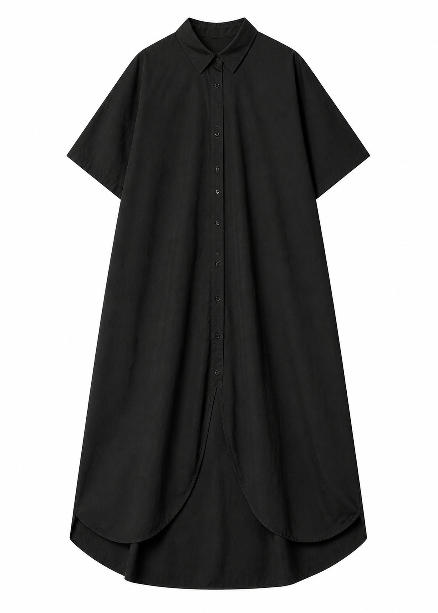 Curved-Hem Shirt Dress in Cotton