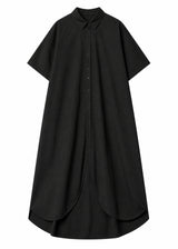 Curved-Hem Shirt Dress in Cotton