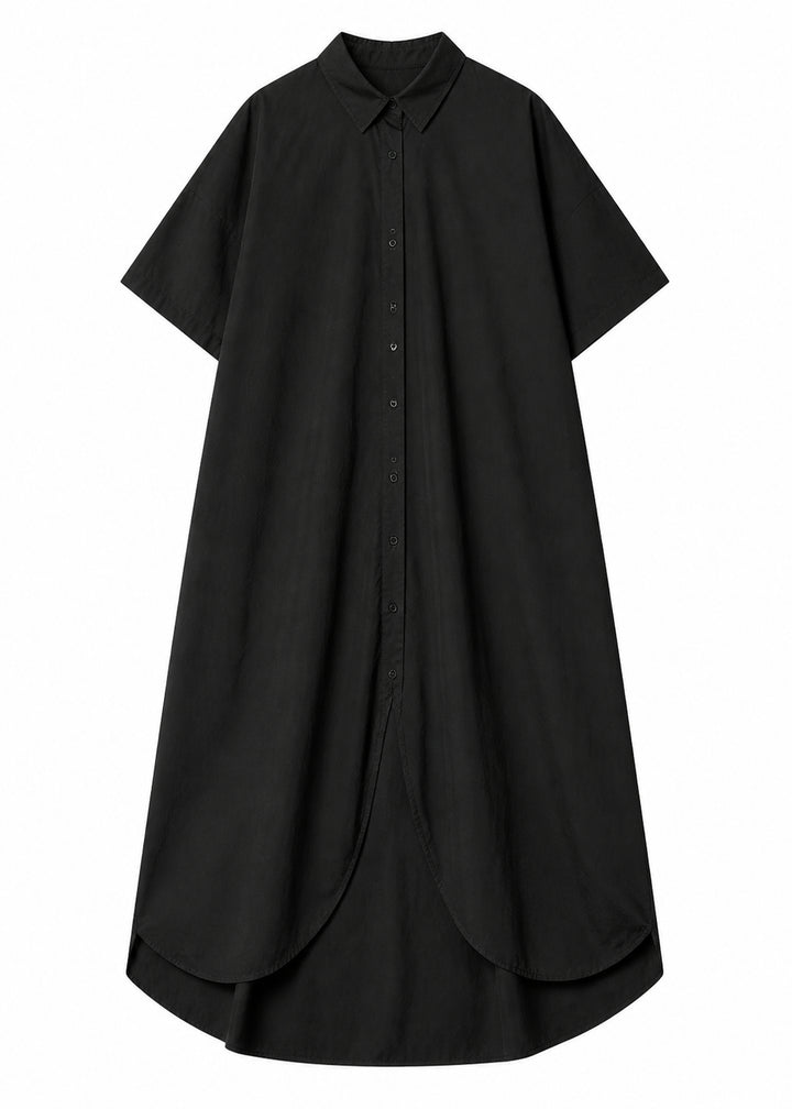 Curved-Hem Shirt Dress in Cotton
