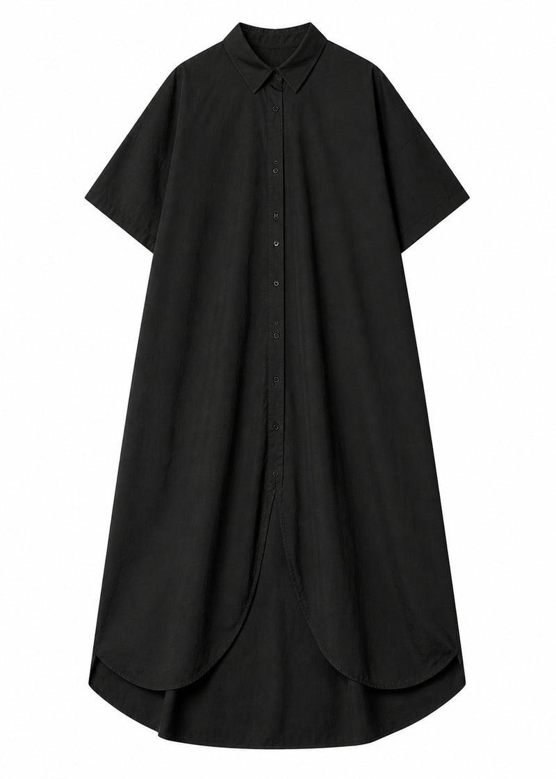 Curved-Hem Shirt Dress in Cotton