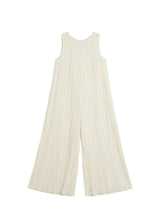 White Flow Jumpsuit: sleeveless, wide-leg, pleated Tencel and Elastane fabric with a relaxed fit.