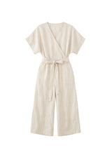 Wide-Leg Nursing Linen Wrap Jumpsuit