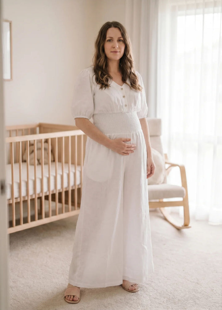 Wide Leg Linen Jumpsuit