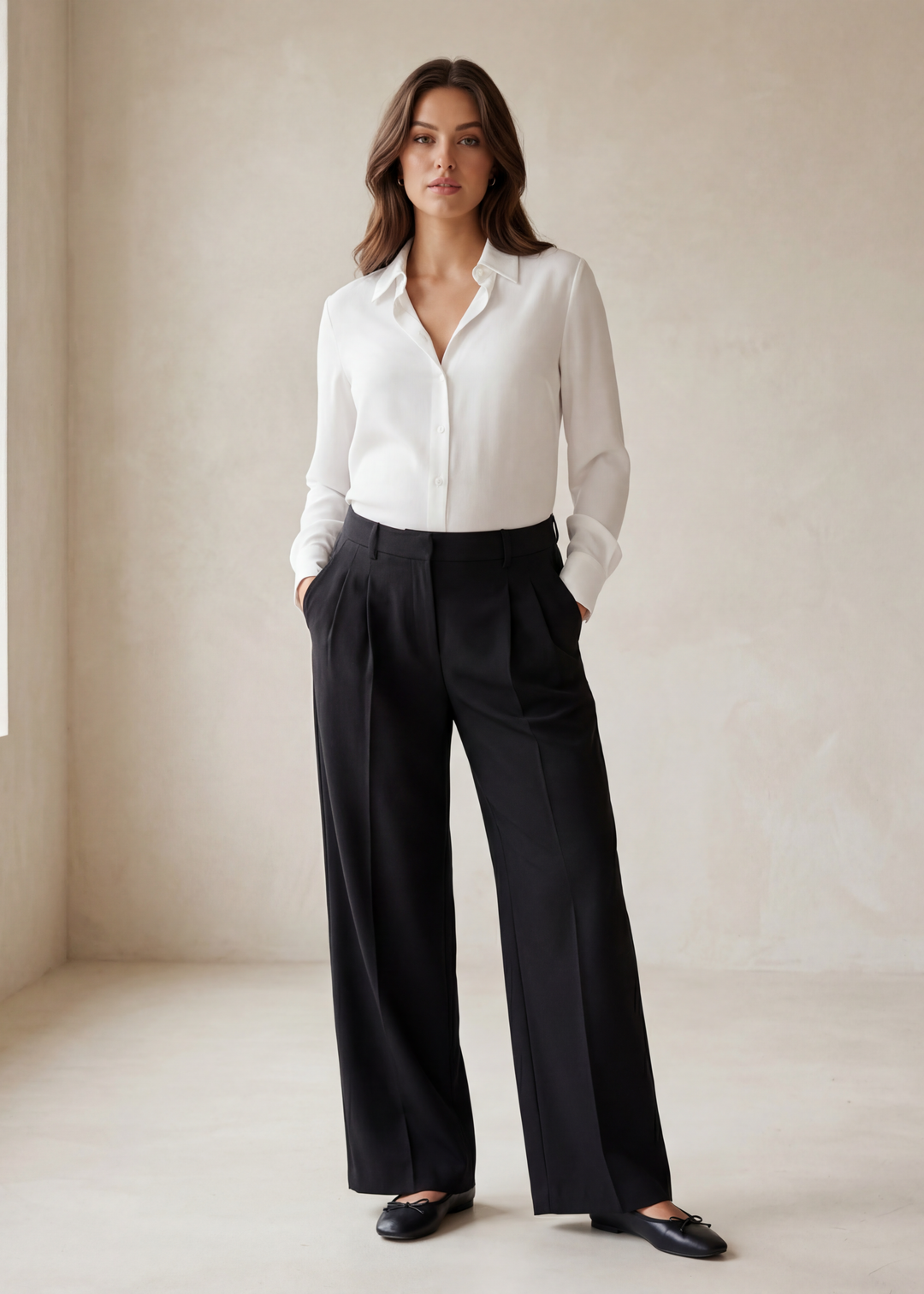 Wide Leg Adjustable Drawstring Dress Pant