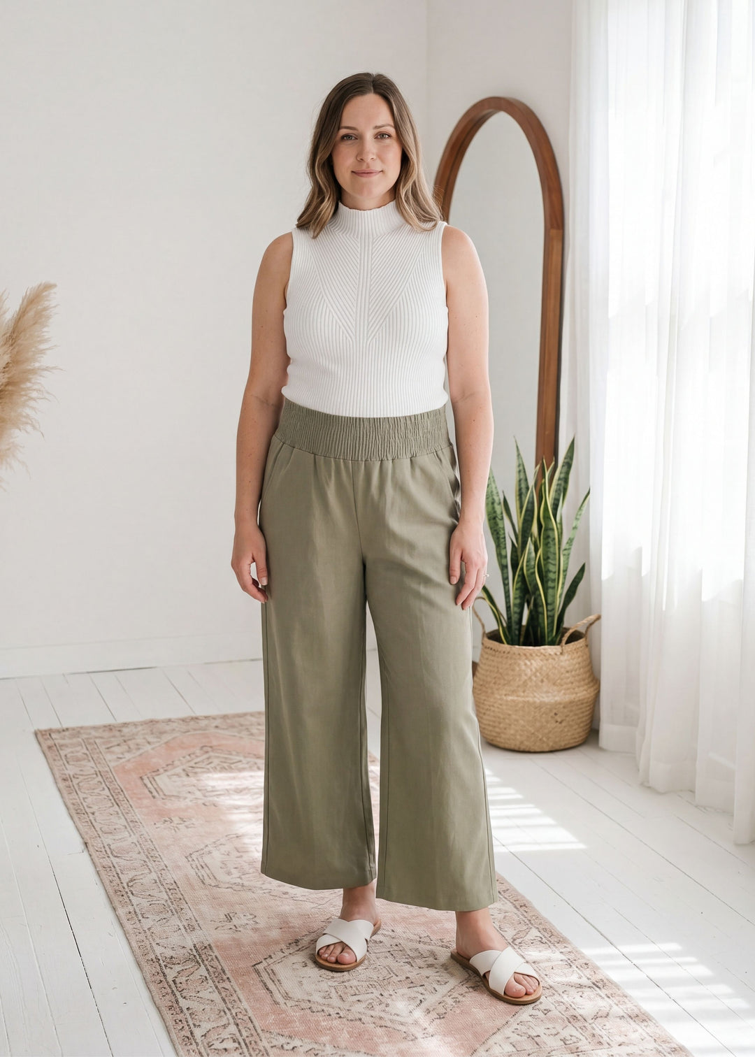 Wide Leg Flow Pant in Cotton/Linen