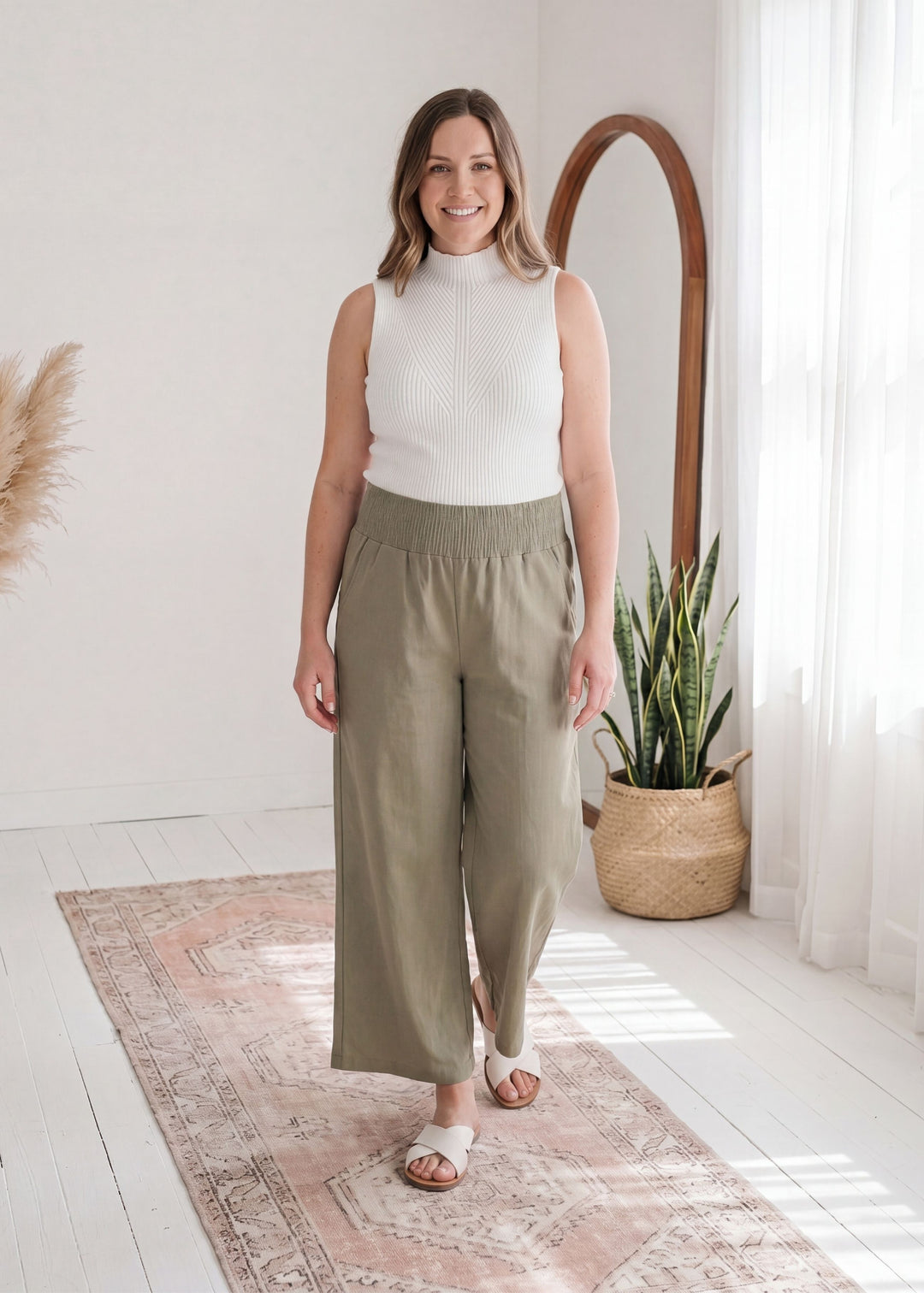 Wide Leg Flow Pant in Cotton/Linen