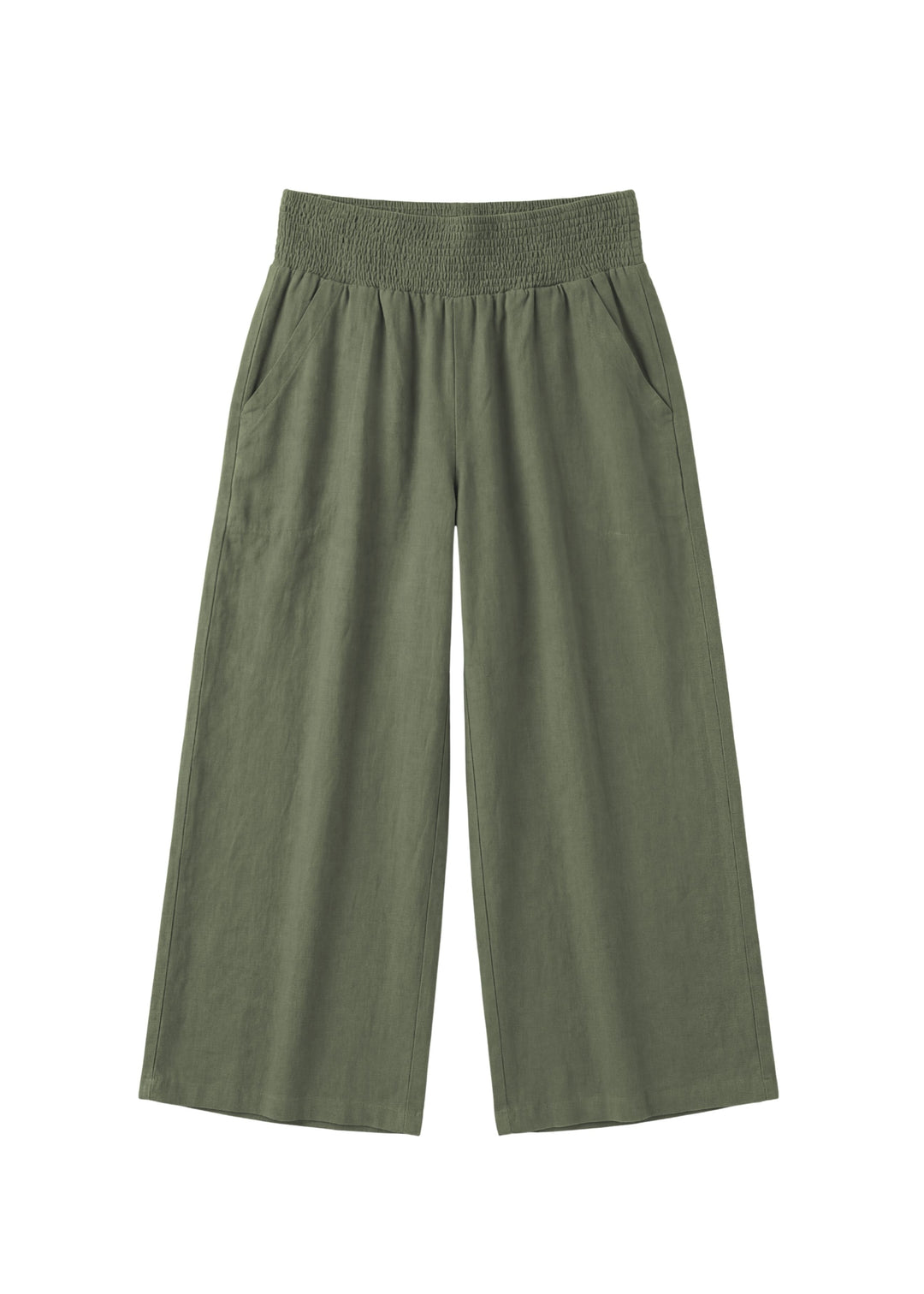 Wide Leg Everyday Transitional Smocked Linen Pant