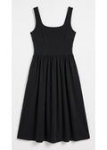 Pull-Down Nursing Midi Dress in Black — flat lay