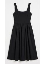 Pull-Down Nursing Midi Dress in Black — flat lay