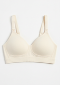 Organic Cotton Pumping and Nursing Bra in Natural — flat lay, front