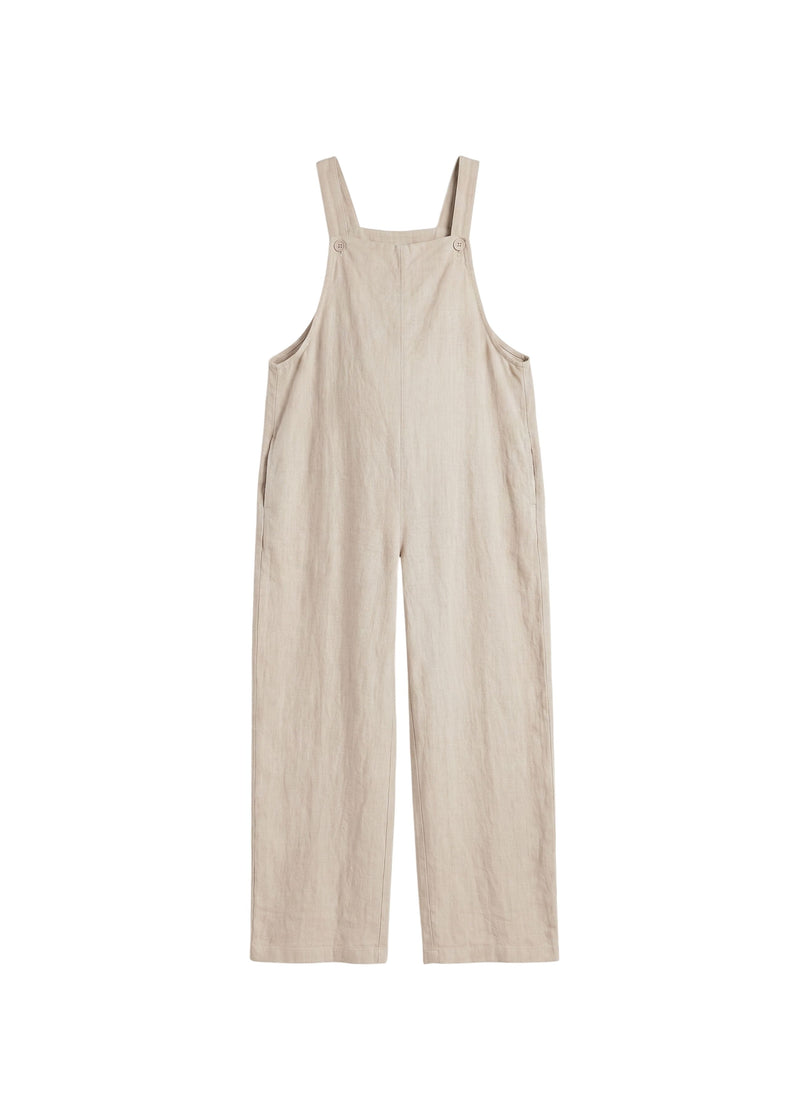 Linen Overall Jumpsuit in Linen in Natural — flat lay