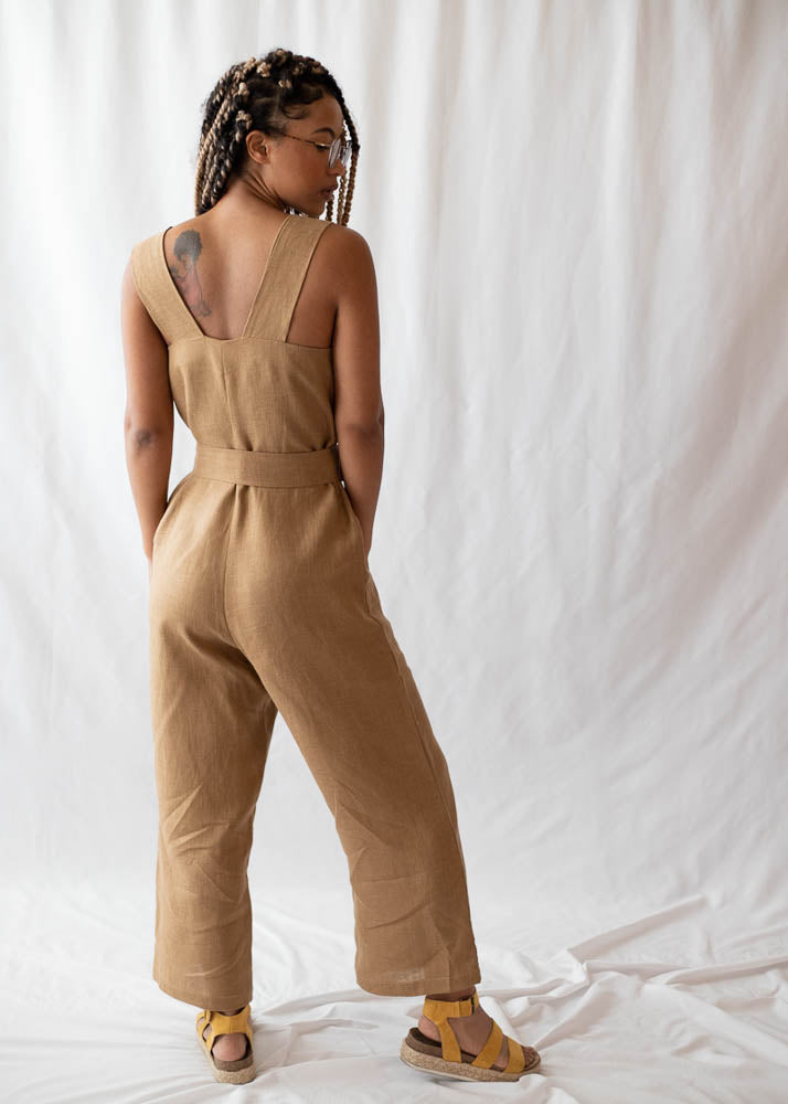 Beatrice Button Linen Jumpsuit