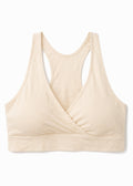 Racerback Nursing Sleep Bra in Natural — flat lay, front
