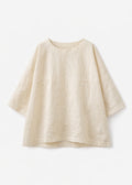Oversized Haori-Sleeve Trapeze Linen Top in Linen in Natural — flat lay
