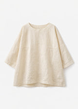 Oversized Haori-Sleeve Trapeze Linen Top in Linen in Natural — flat lay