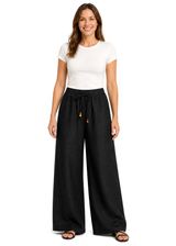 Relaxed Drawstring Wide-Leg Pant in Linen
