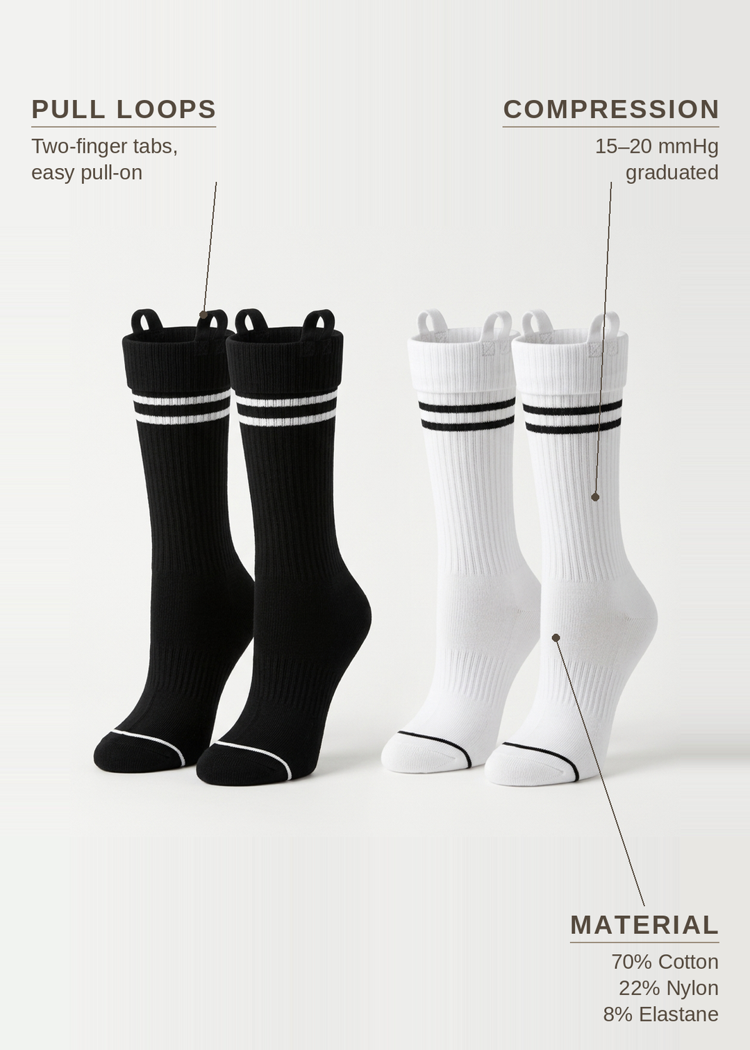 Easy Pull On Cotton Compression Socks